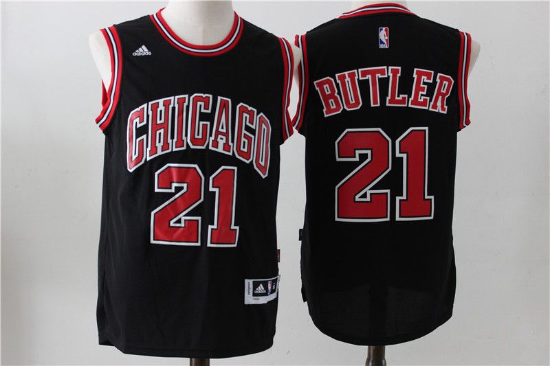 Men Chicago Bulls #21 Butler Black Adidas NBA Jersey